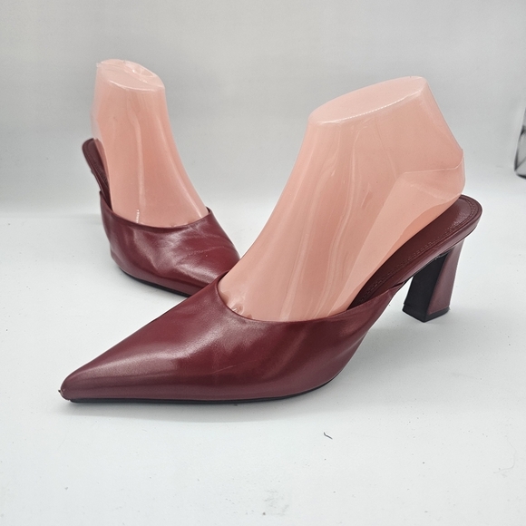Jeffrey Campbell Unamused Cherry Red Block-Heel Pointed-Toe Mules Size 8 - Picture 16 of 16